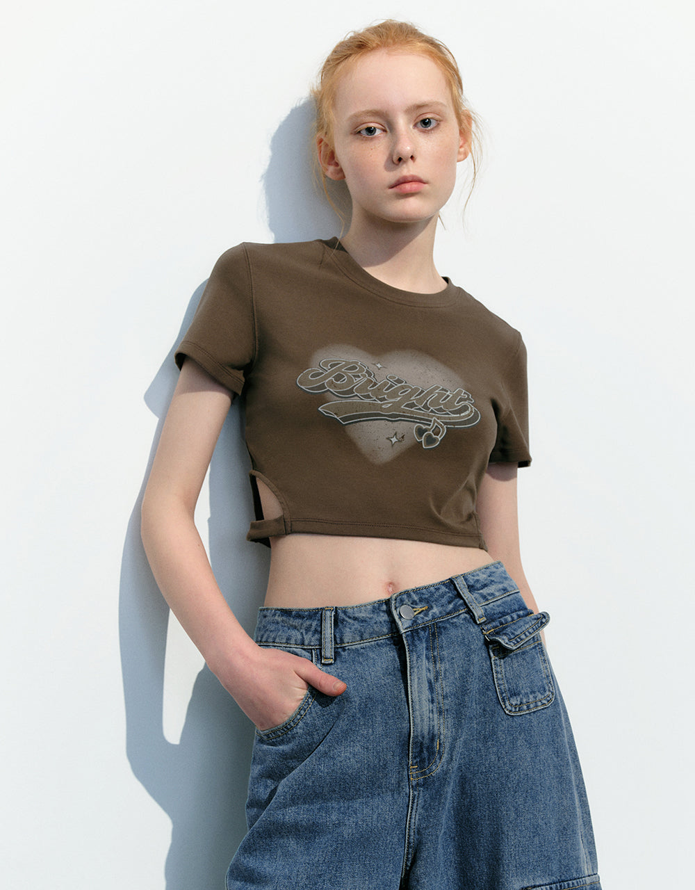 Letter Printed Crew Neck Skinny T-Shirt