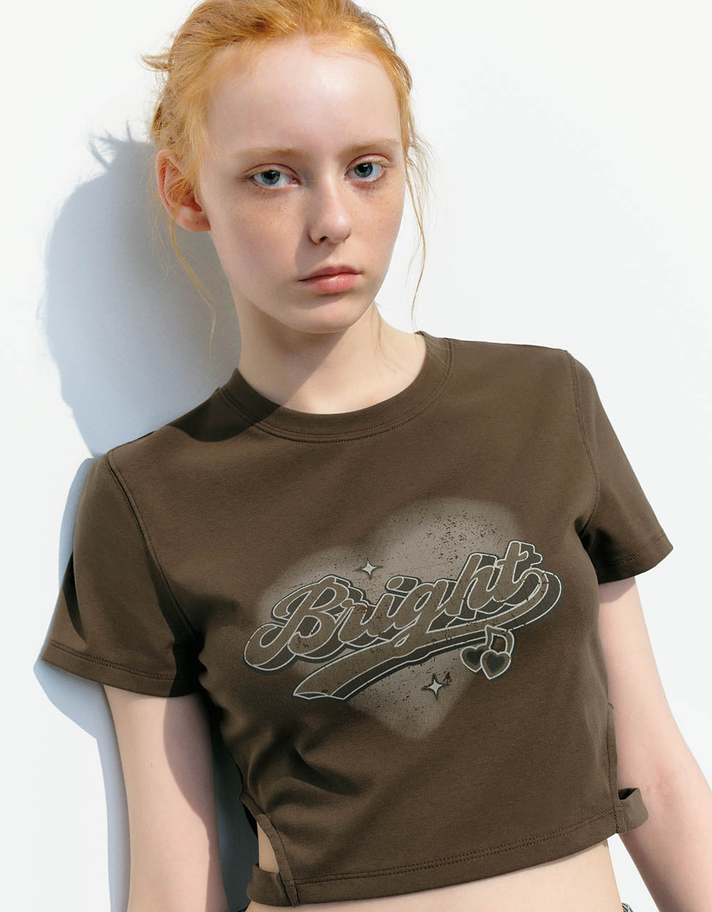 Letter Printed Crew Neck Skinny T-Shirt