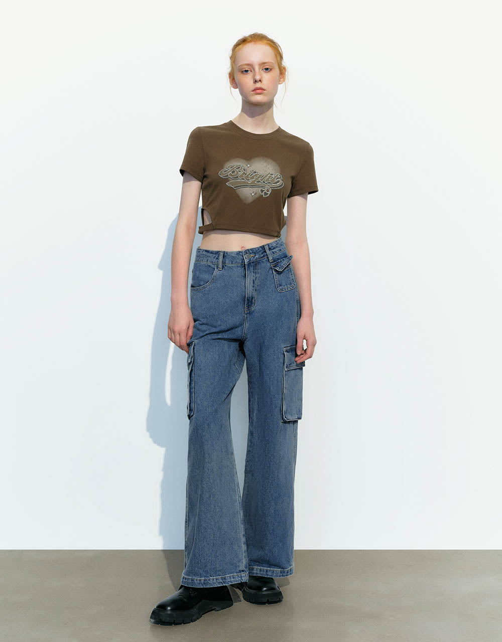 Letter Printed Crew Neck Skinny T-Shirt