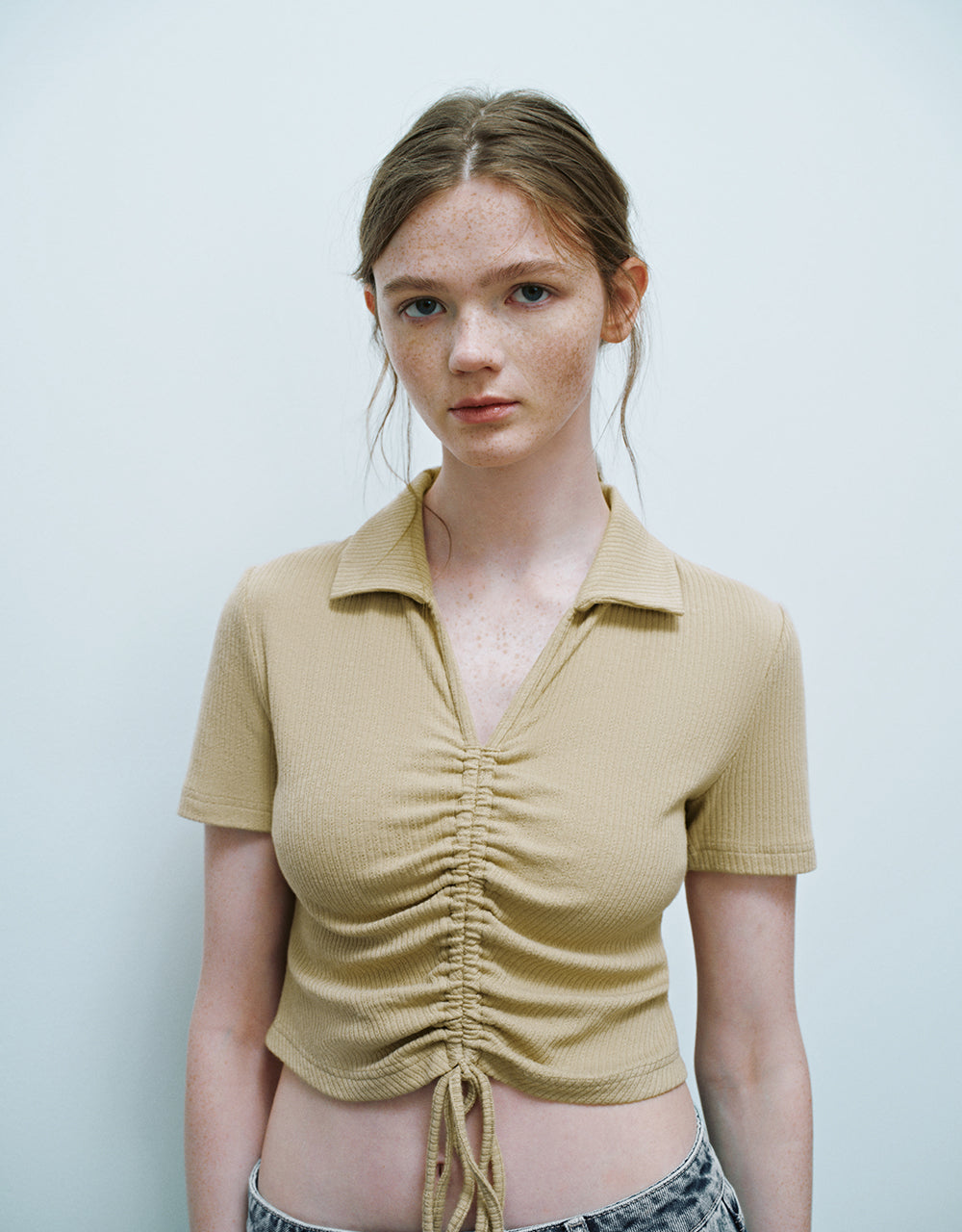 Lace Up Skinny Knitted T-Shirt