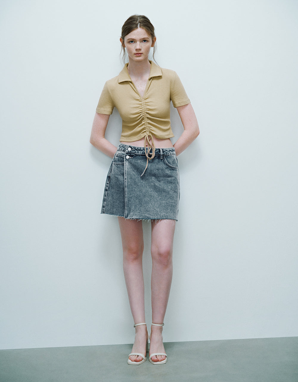 Lace Up Skinny Knitted T-Shirt