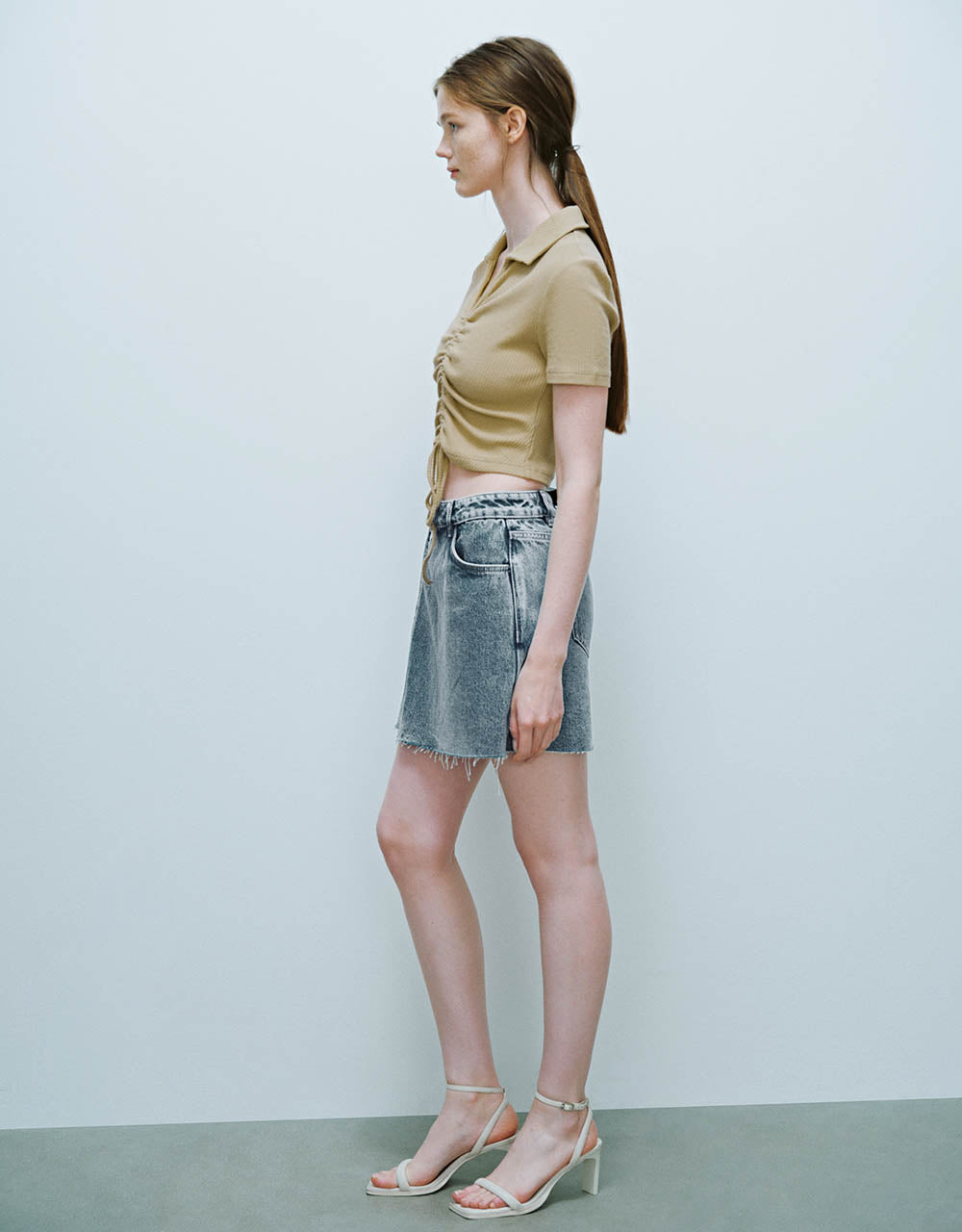 Lace Up Skinny Knitted T-Shirt