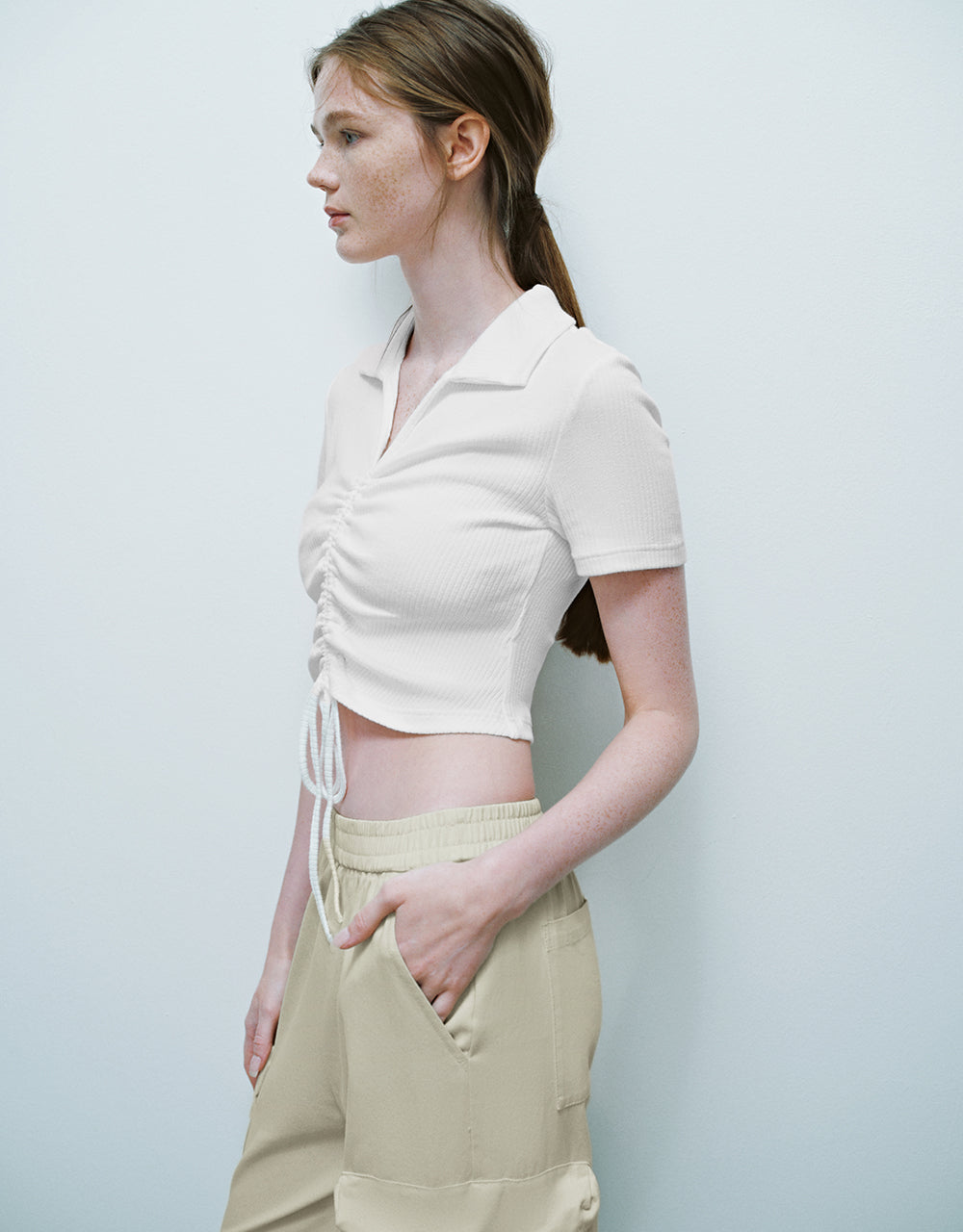 Lace Up Skinny Knitted T-Shirt