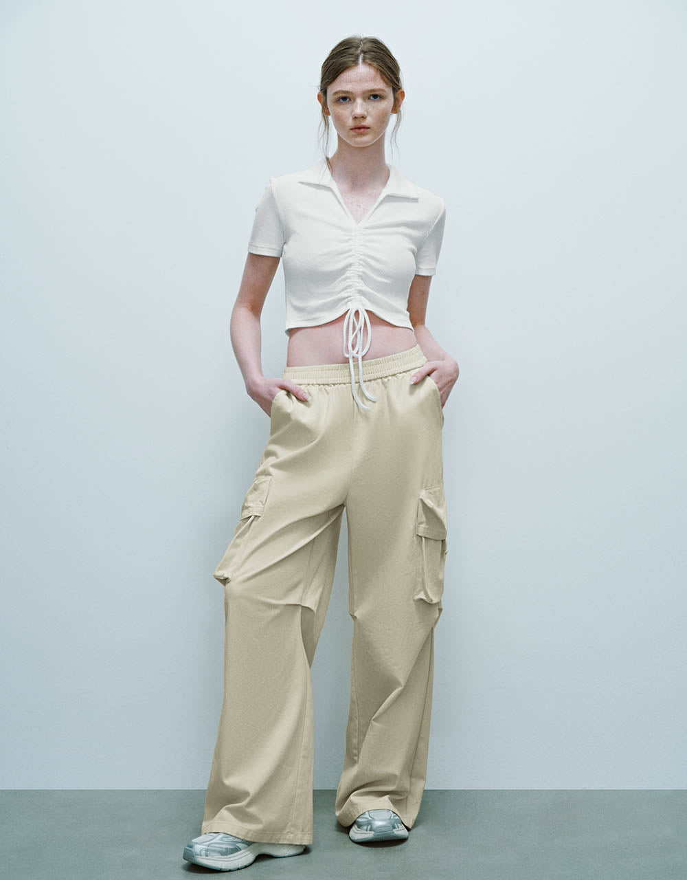 Lace Up Skinny Knitted T-Shirt