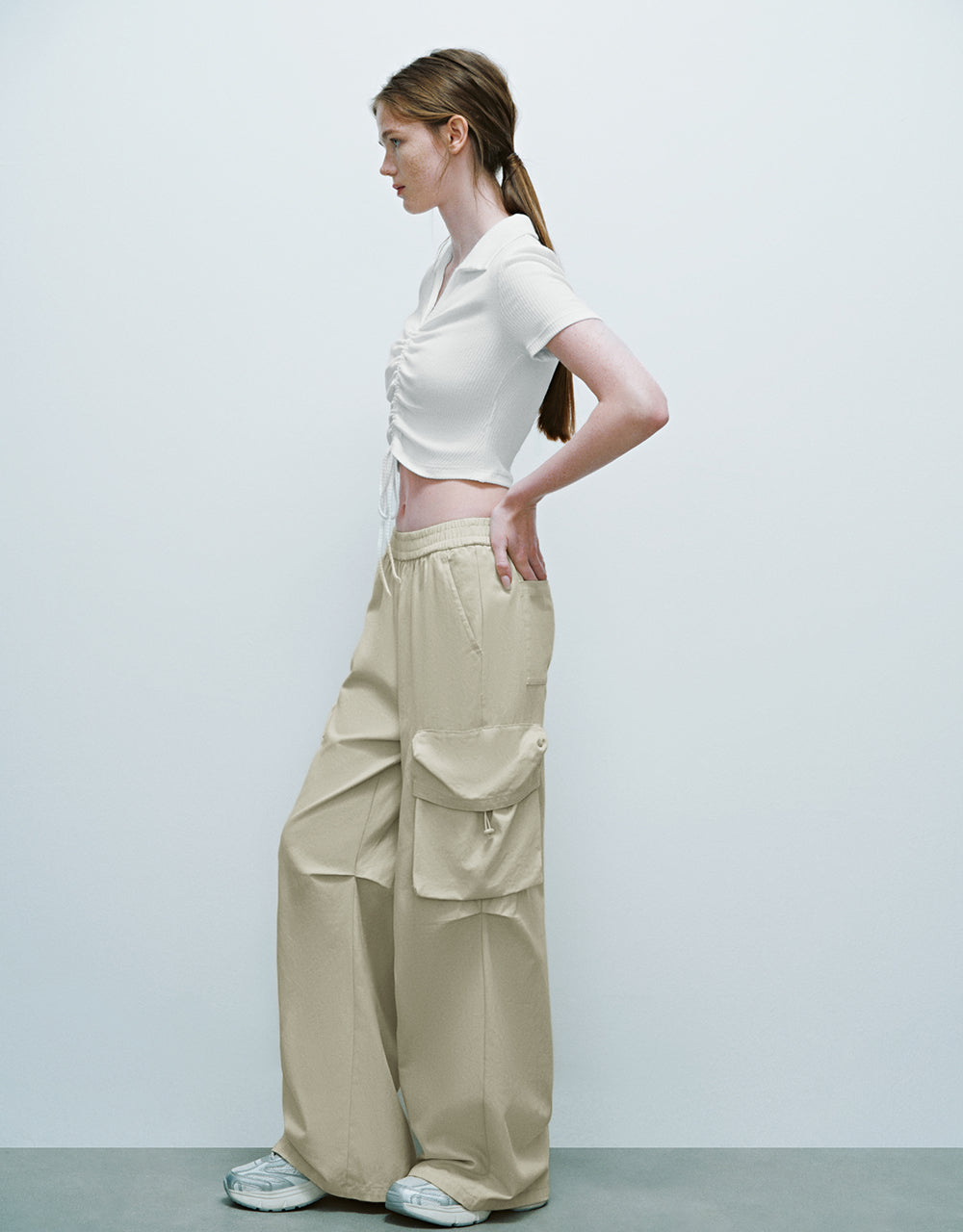 Lace Up Skinny Knitted T-Shirt