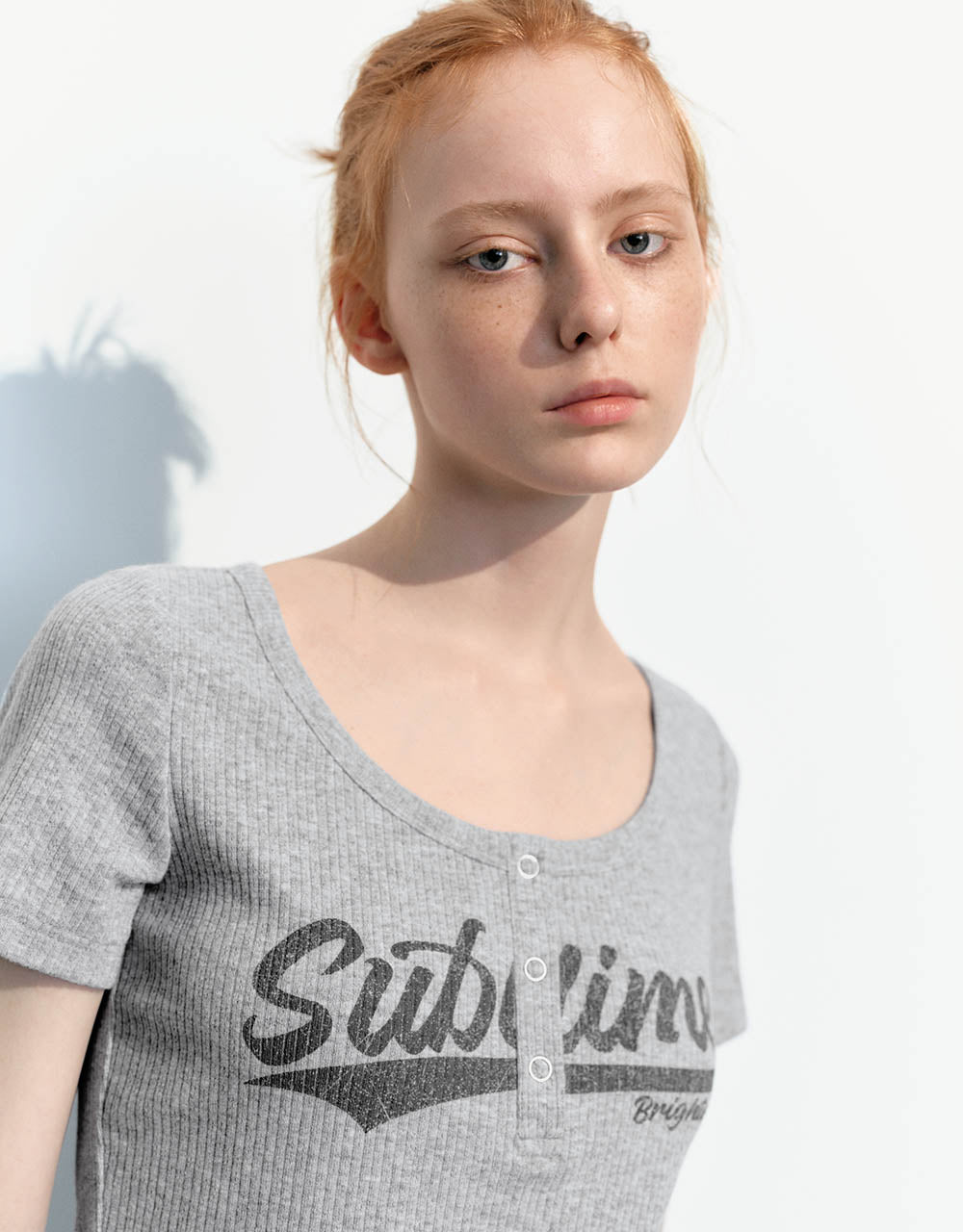 Letter Printed Crew Neck Skinny T-Shirt