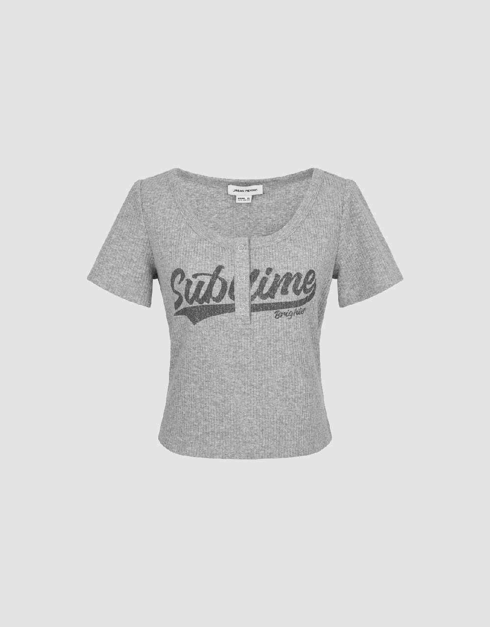 Letter Printed Crew Neck Skinny T-Shirt