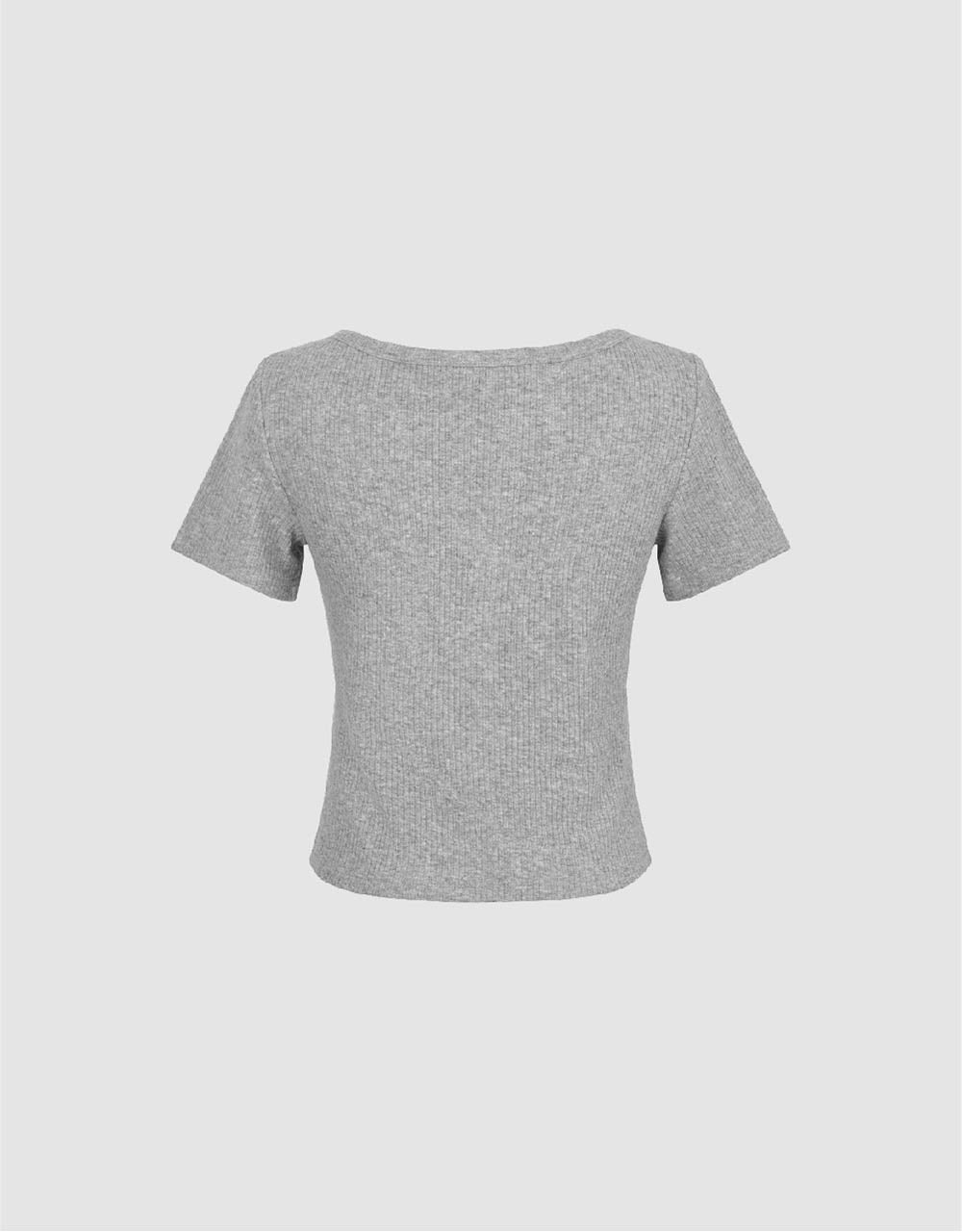 Letter Printed Crew Neck Skinny T-Shirt