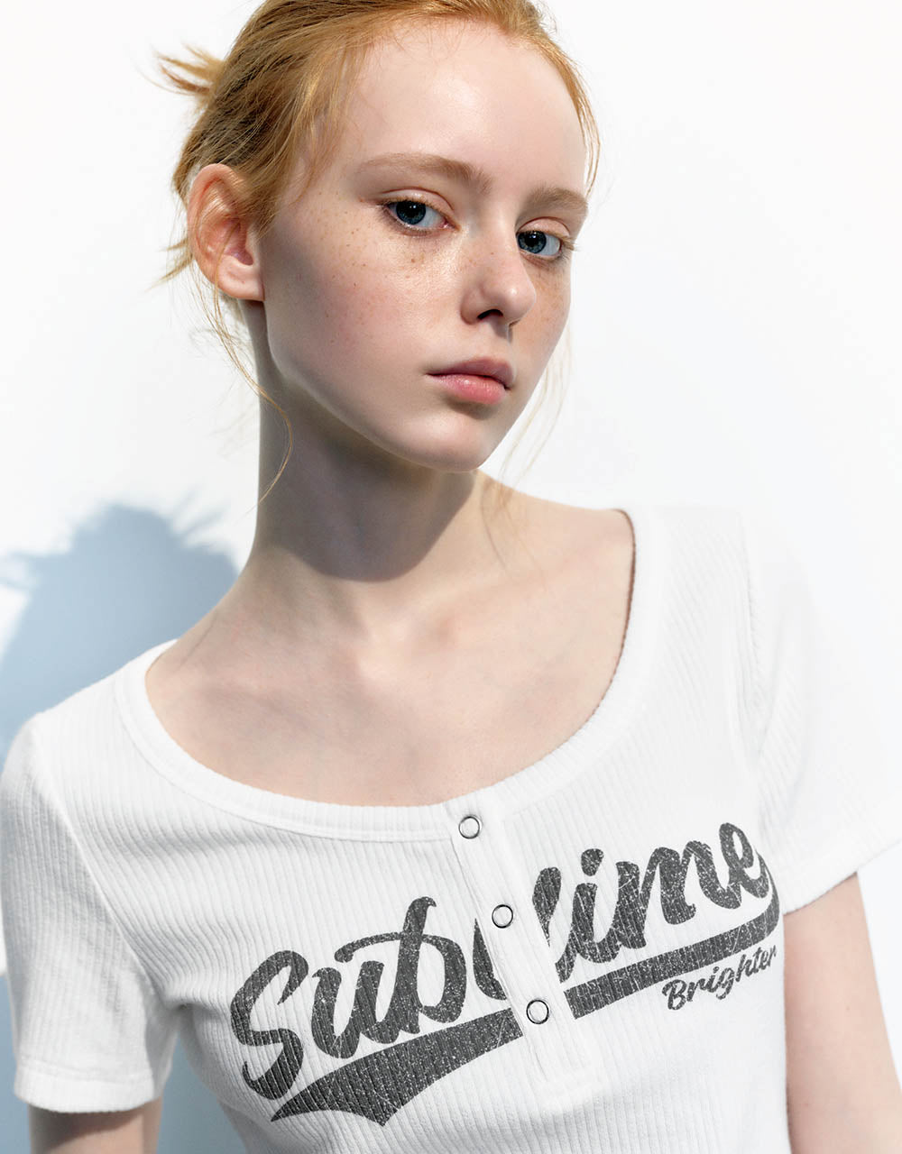 Letter Printed Crew Neck Skinny T-Shirt