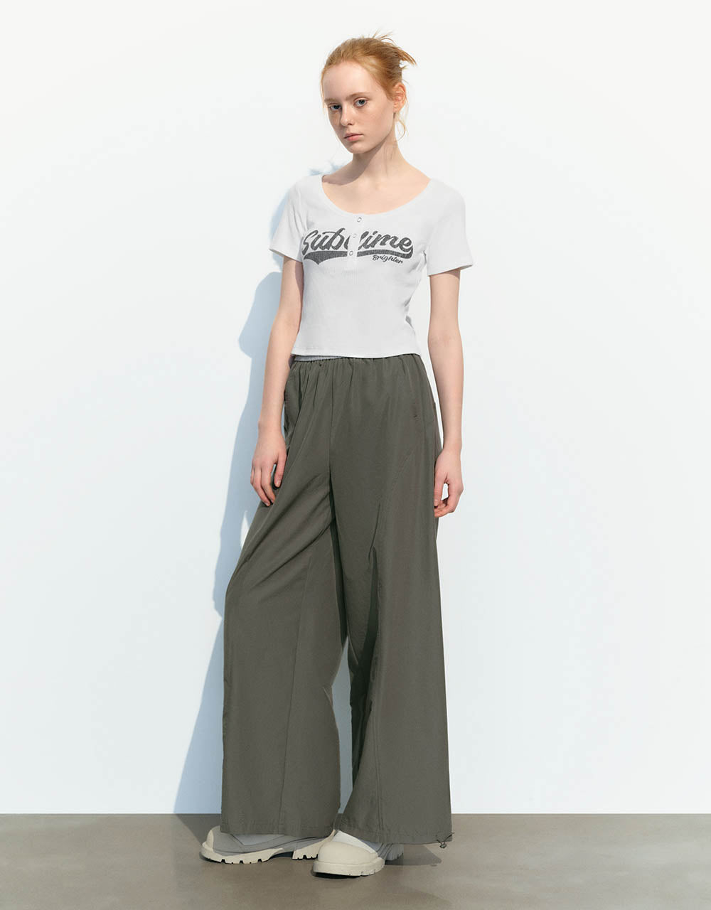 Letter Printed Crew Neck Skinny T-Shirt