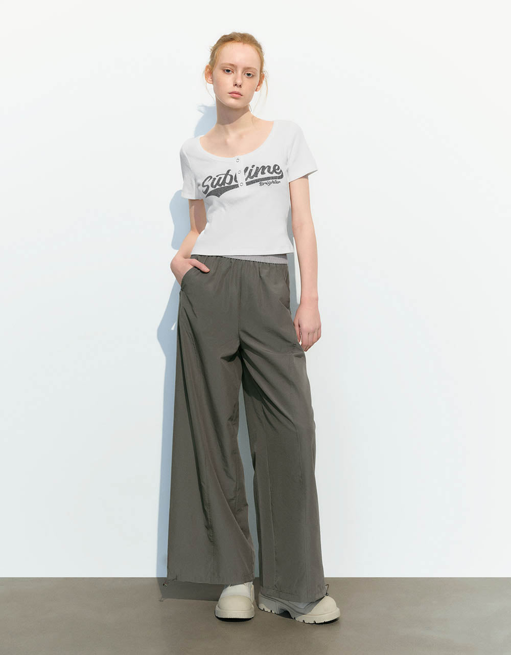 Letter Printed Crew Neck Skinny T-Shirt