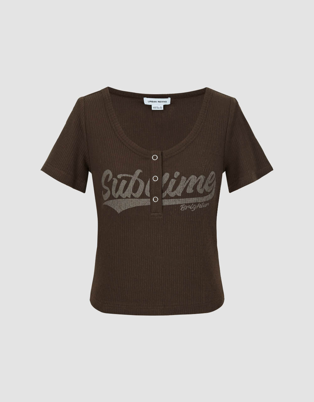 Letter Printed Crew Neck Skinny T-Shirt