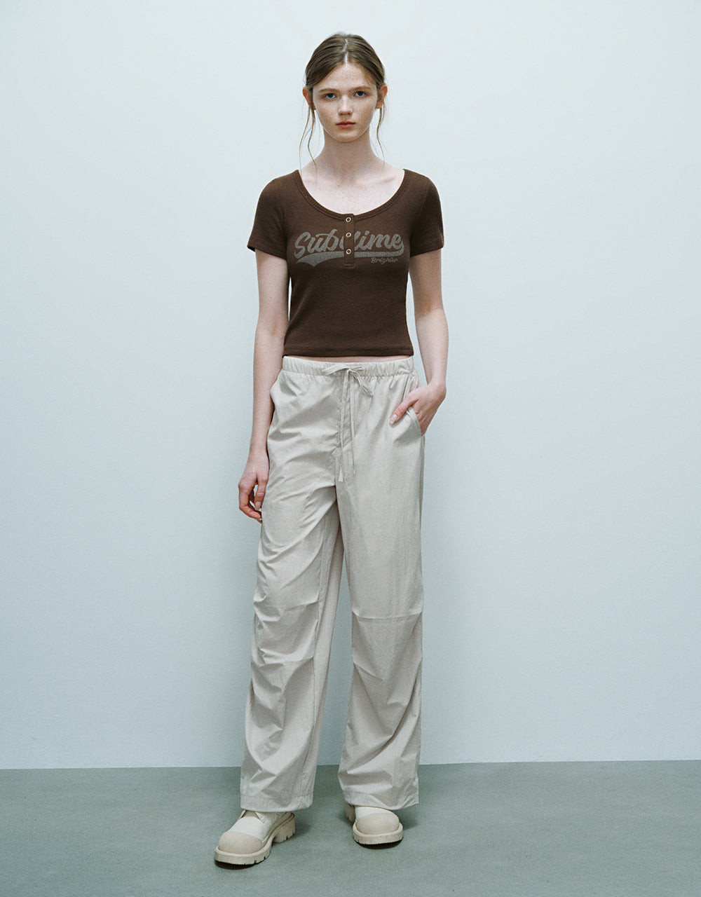 Letter Printed Crew Neck Skinny T-Shirt