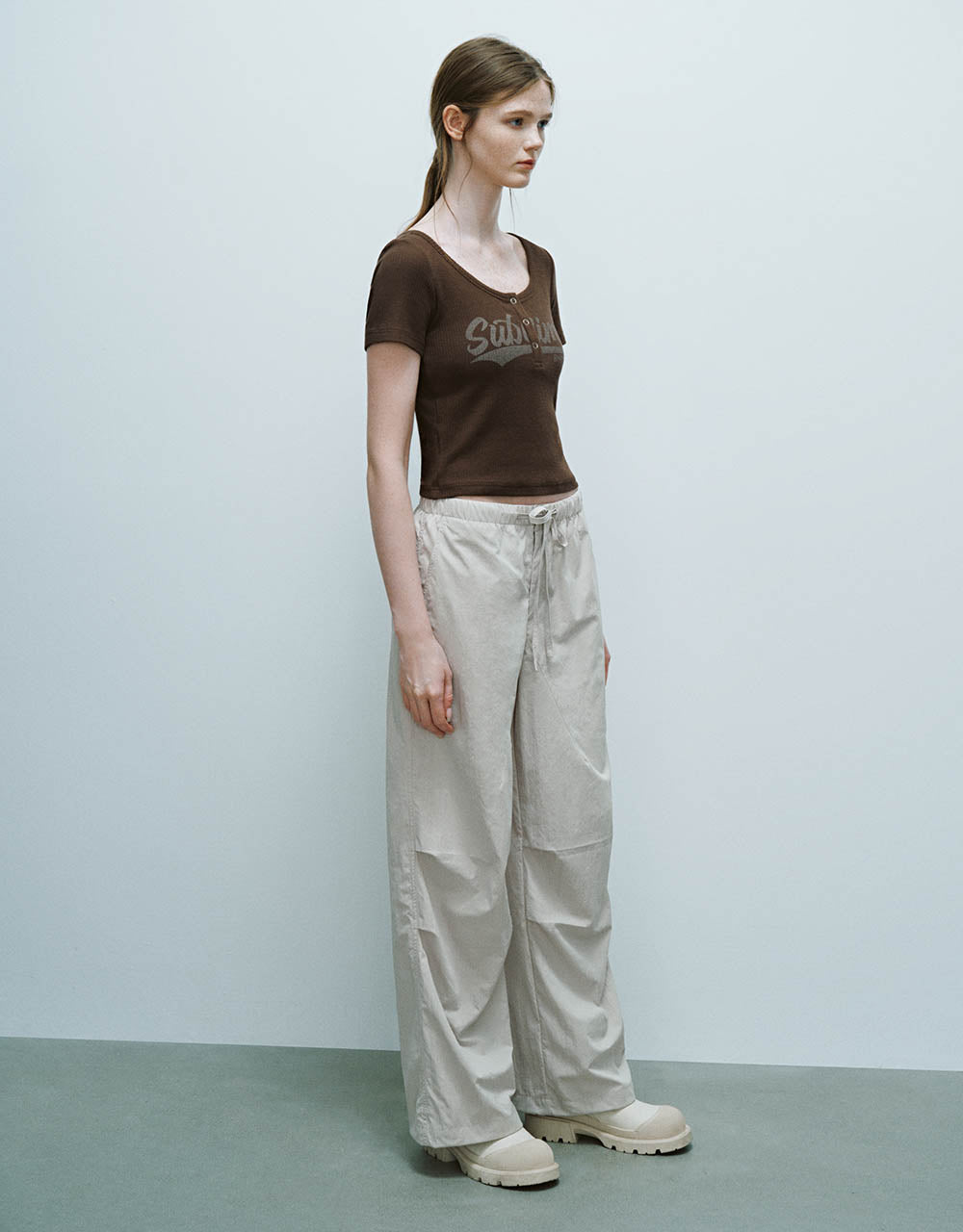 Letter Printed Crew Neck Skinny T-Shirt