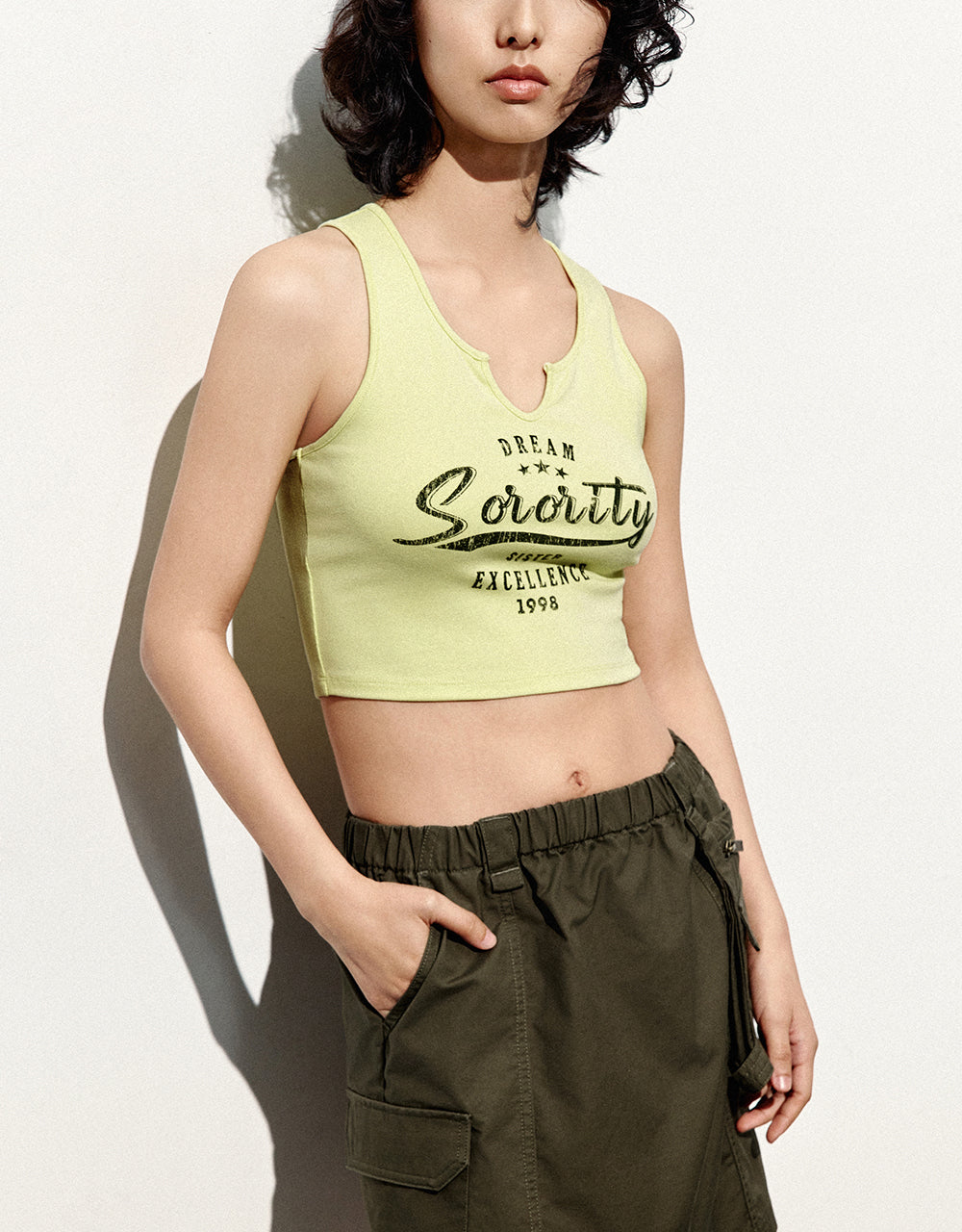 Cropped U Neck Tank Top