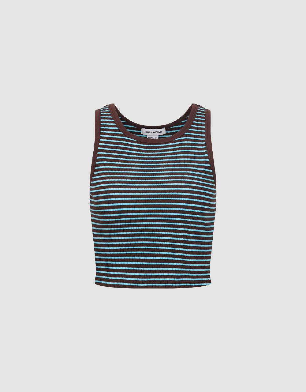 Striped Cropped Crew Neck Tank Top