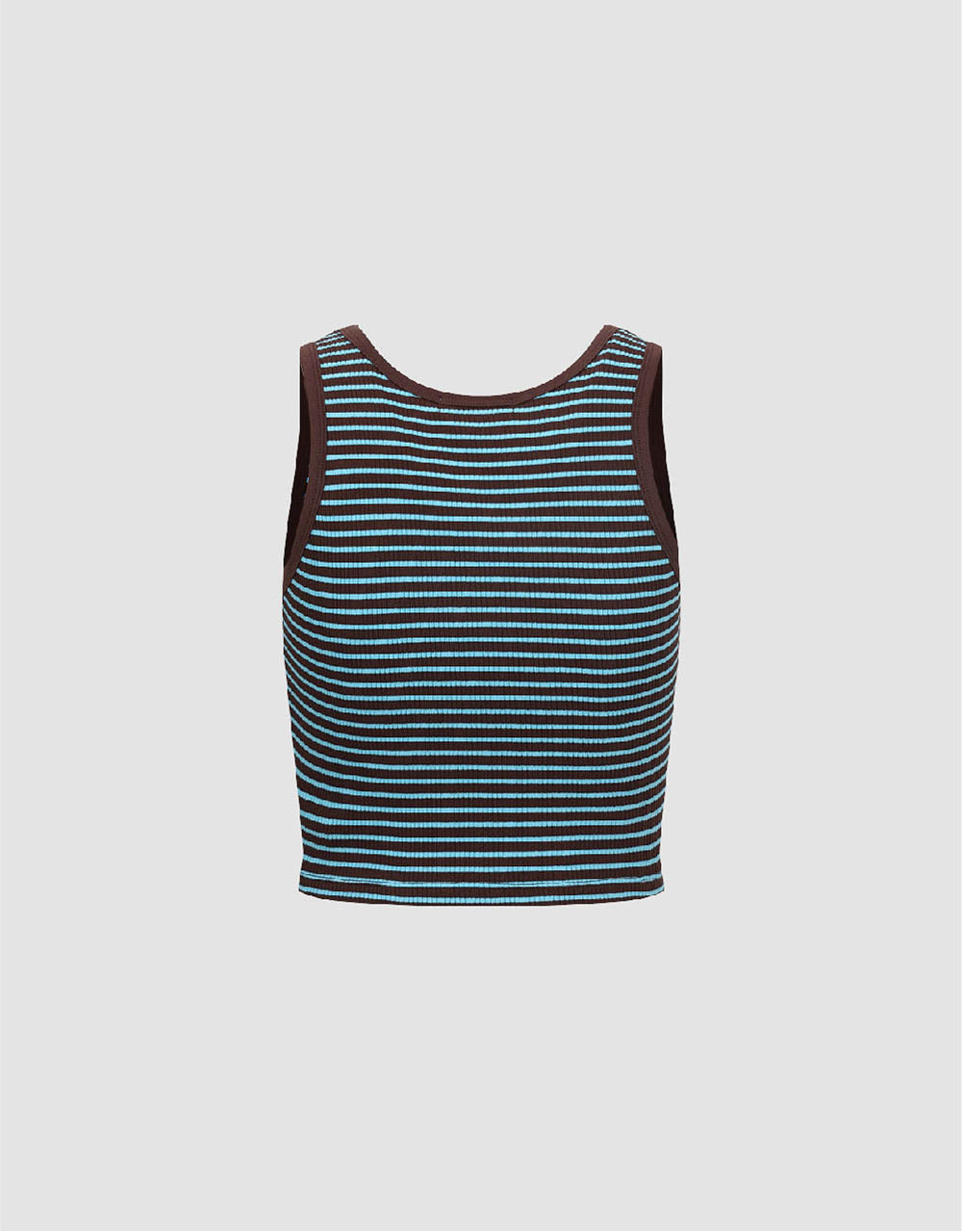 Striped Cropped Crew Neck Tank Top