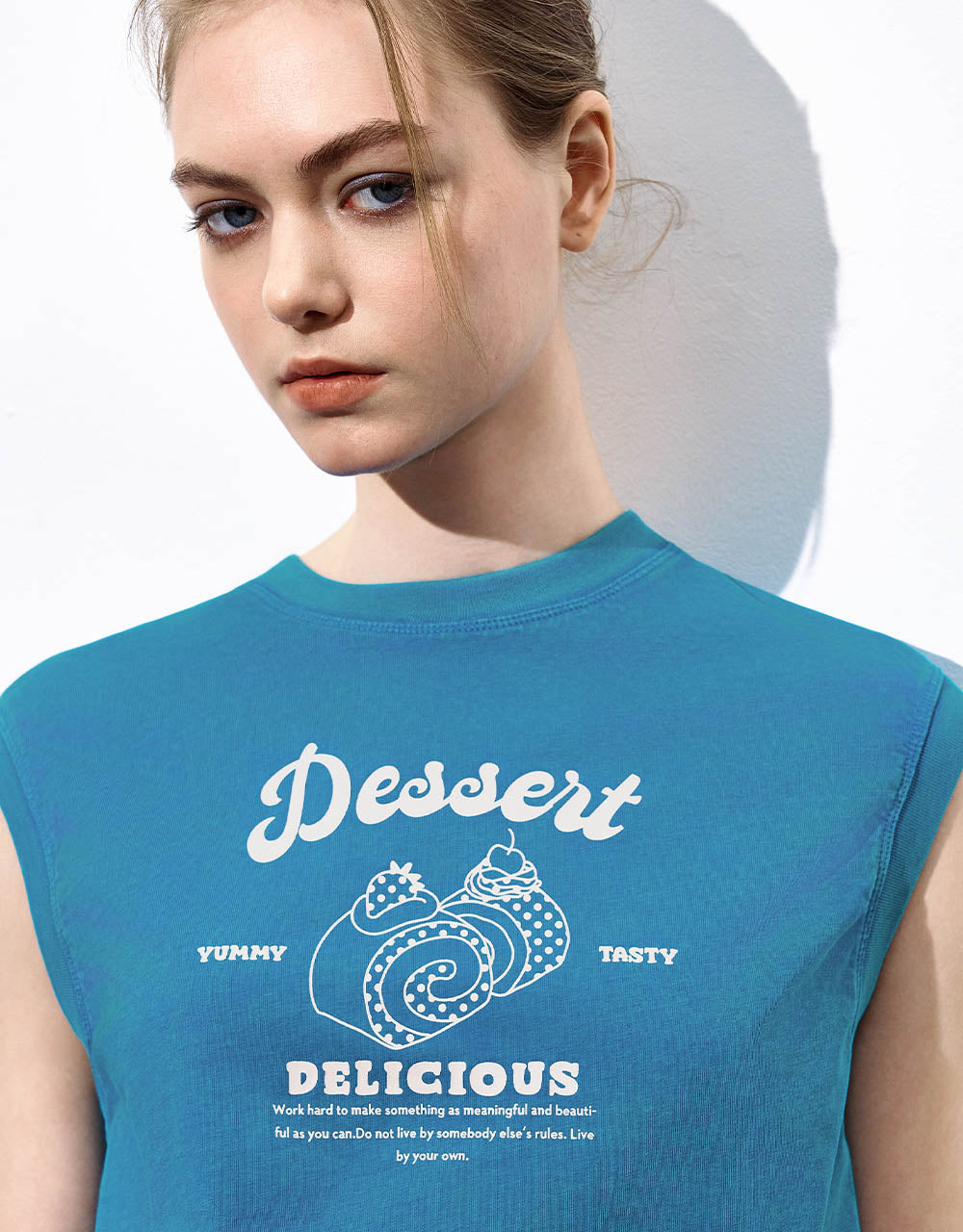 Letter Printed Crew Neck Tank Top