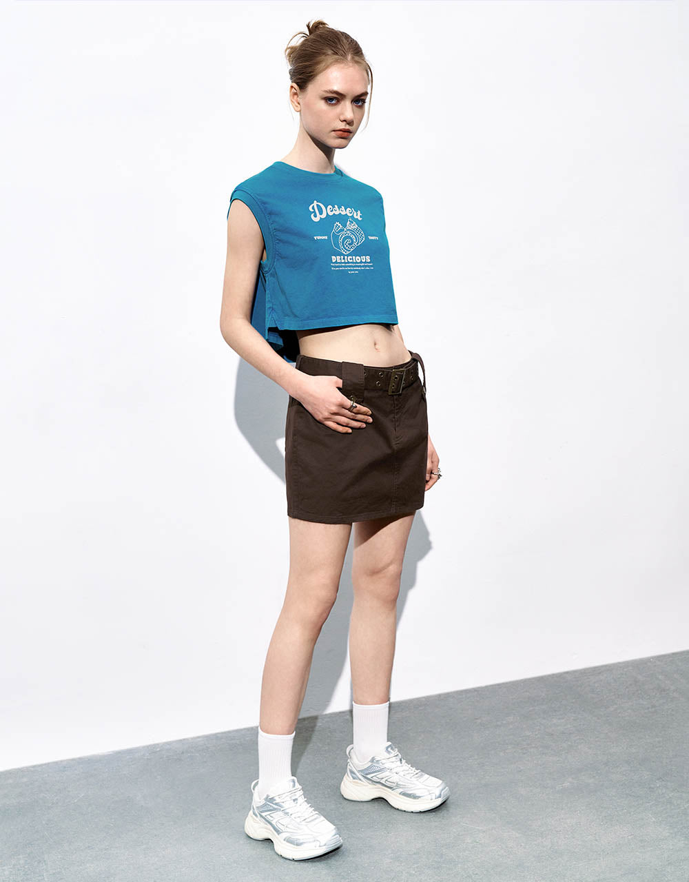 Letter Printed Crew Neck Tank Top