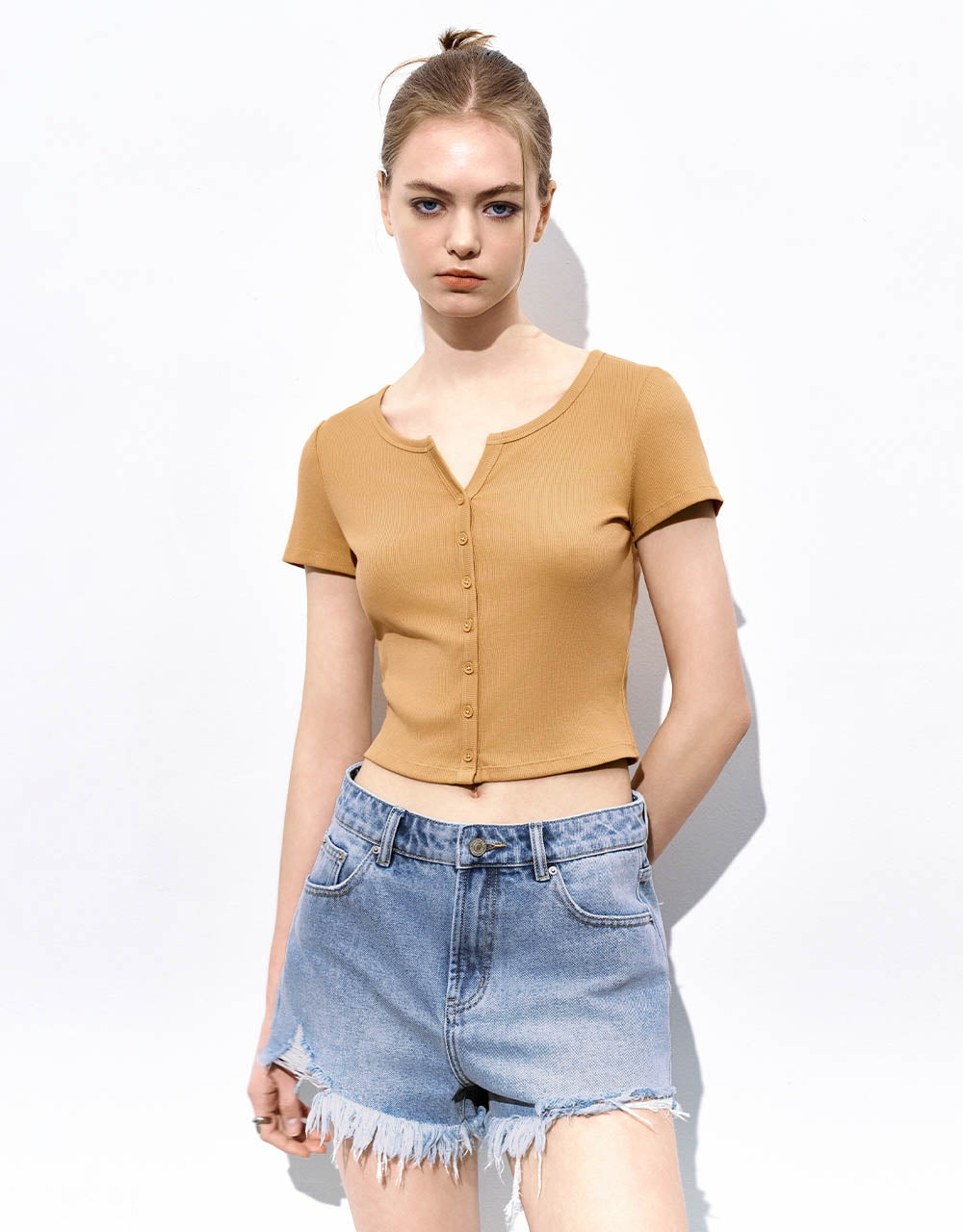 Notch Neck Skinny T-Shirt