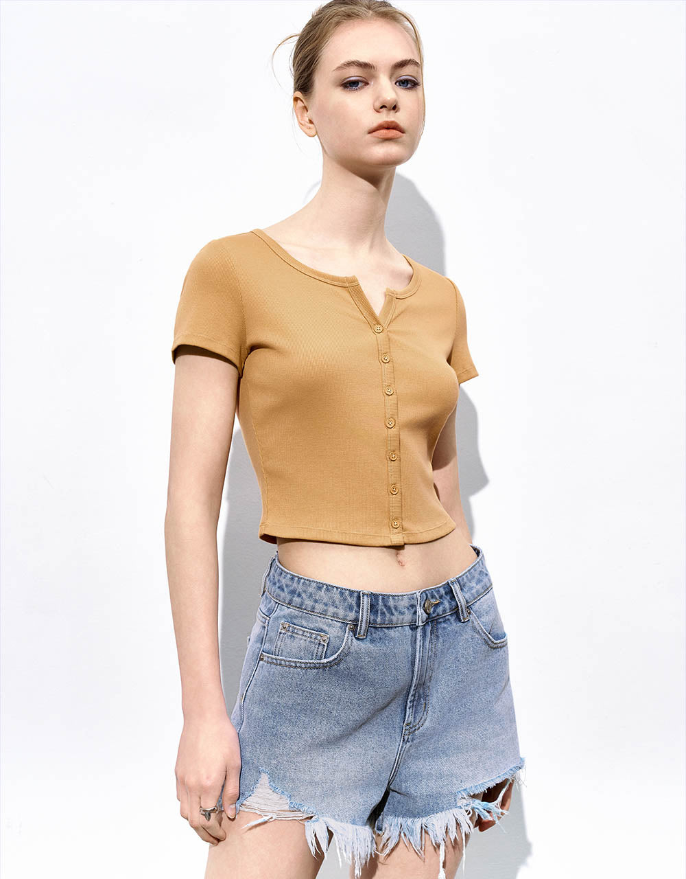 Notch Neck Skinny T-Shirt