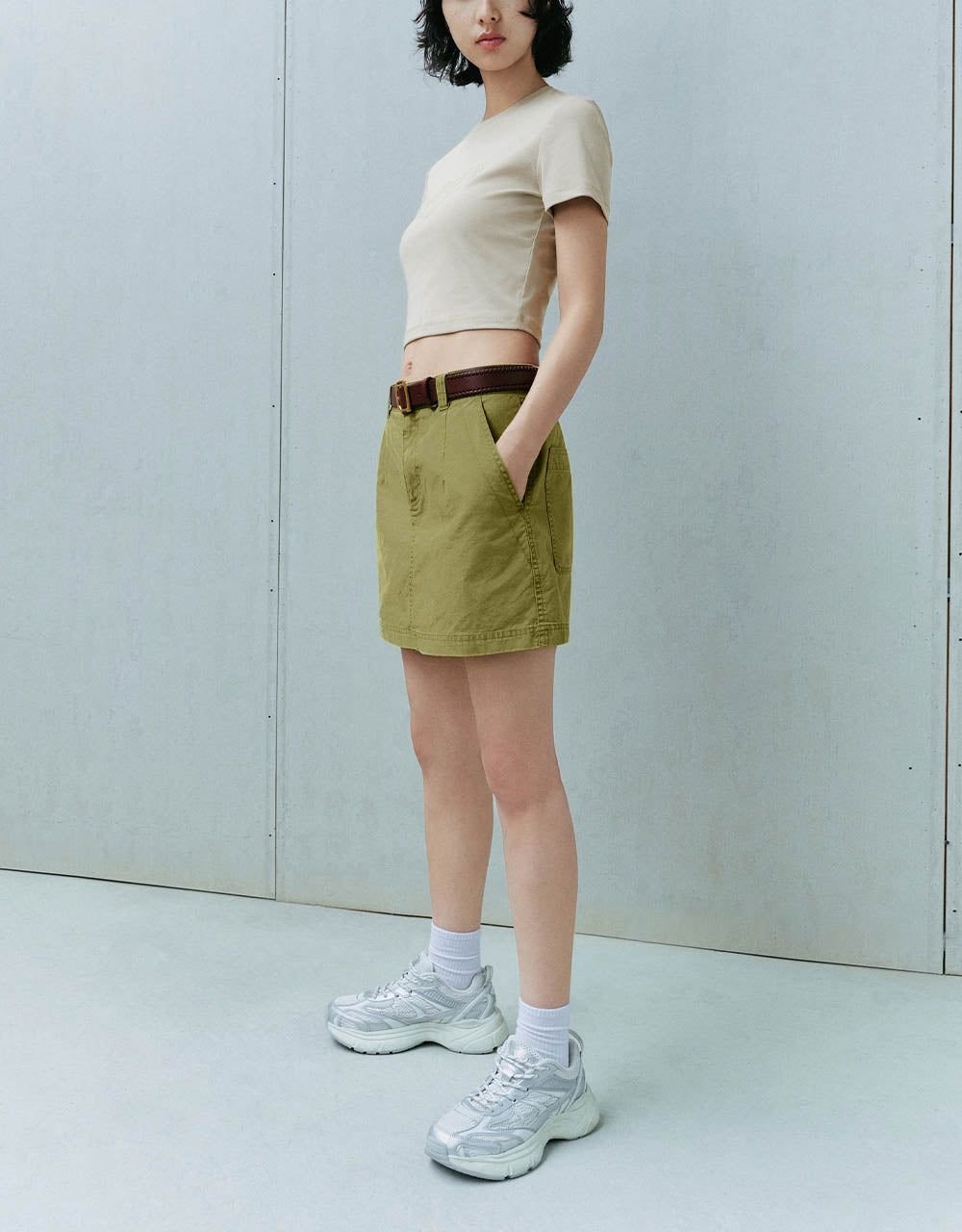 Letter Printed Crew Neck Skinny T-Shirt