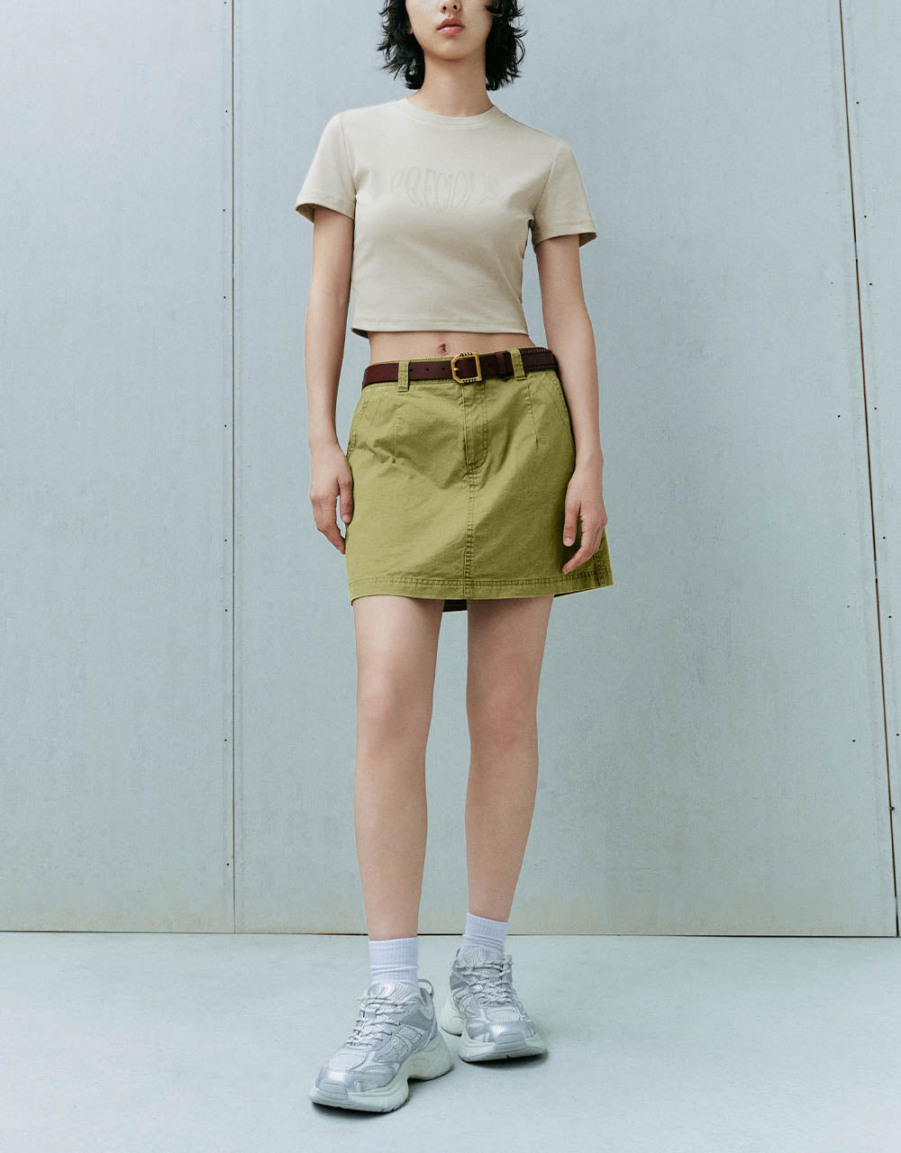 Letter Printed Crew Neck Skinny T-Shirt