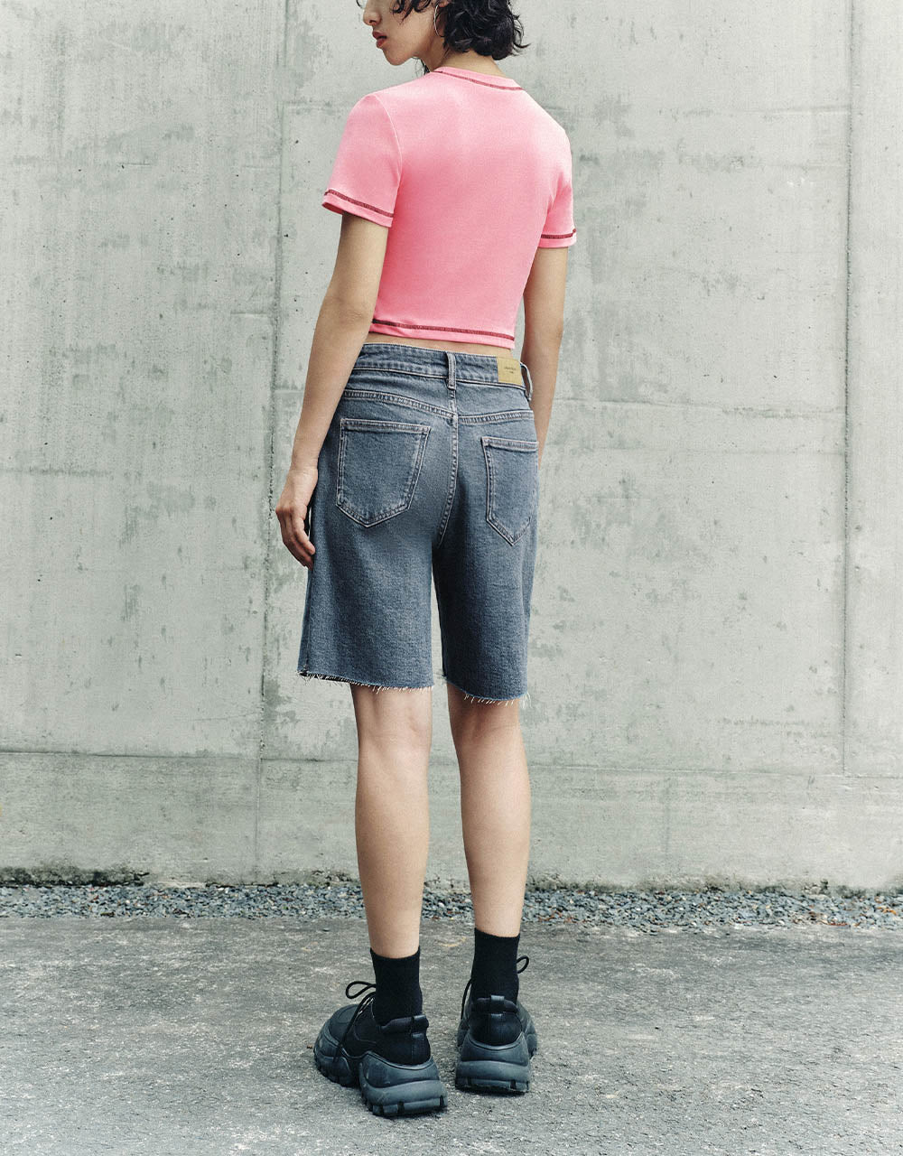 Letter Printed Crew Neck Skinny T-Shirt