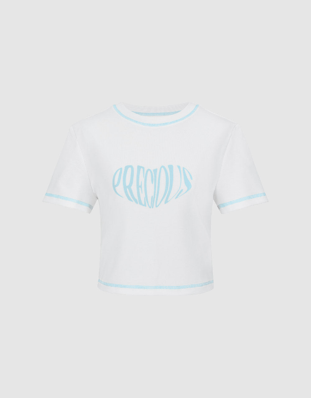 Letter Printed Crew Neck Skinny T-Shirt