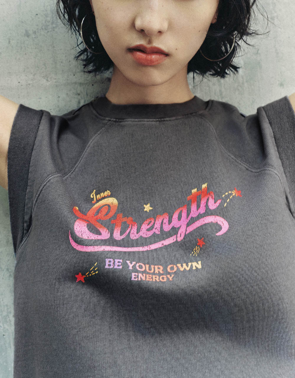 Letter Printed Crew Neck Tank Top