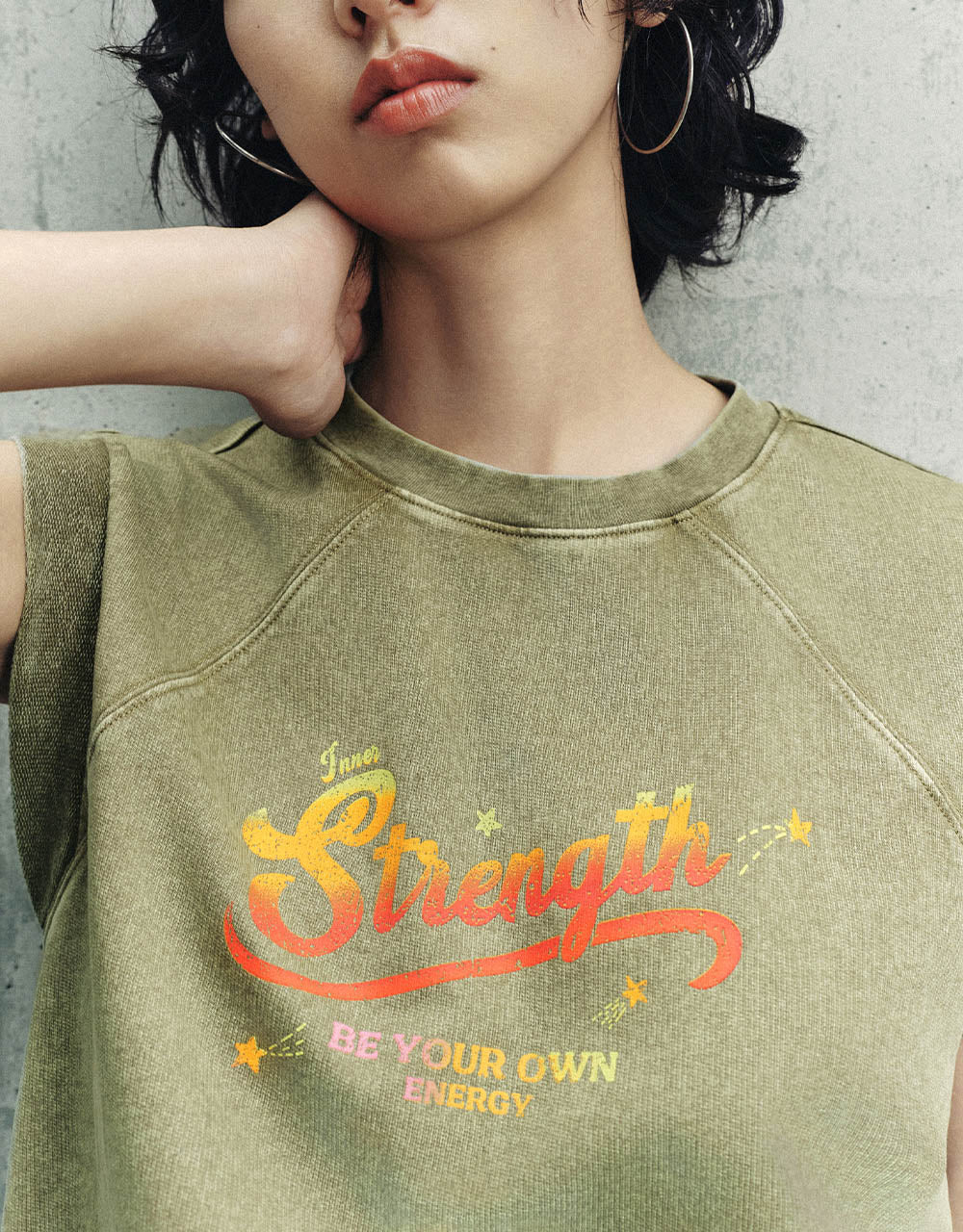 Letter Printed Crew Neck Tank Top