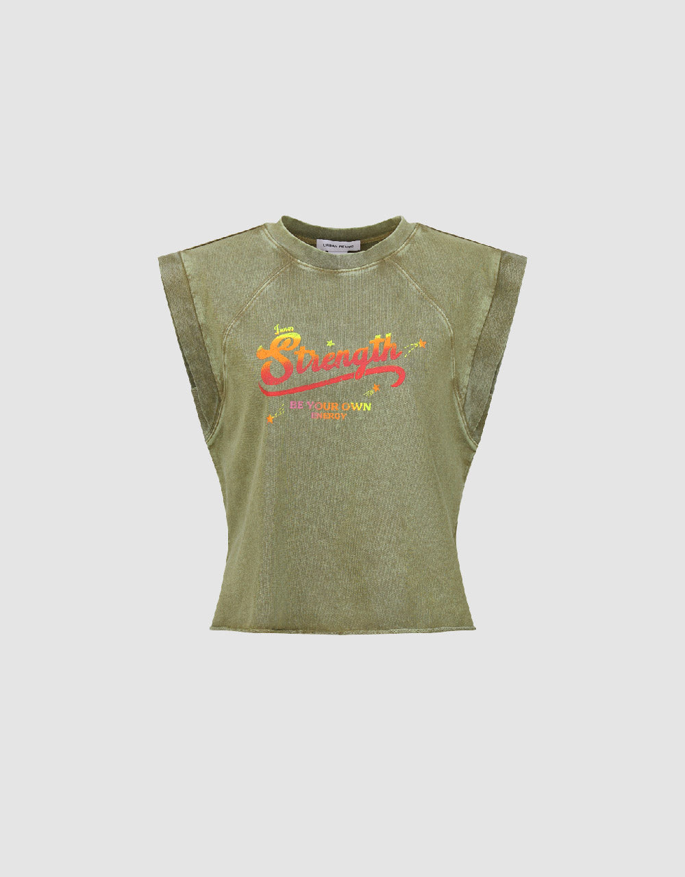 Letter Printed Crew Neck Tank Top