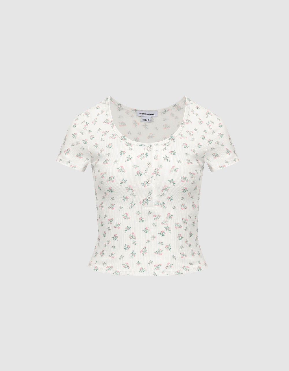 Printed U Neck Skinny T-Shirt