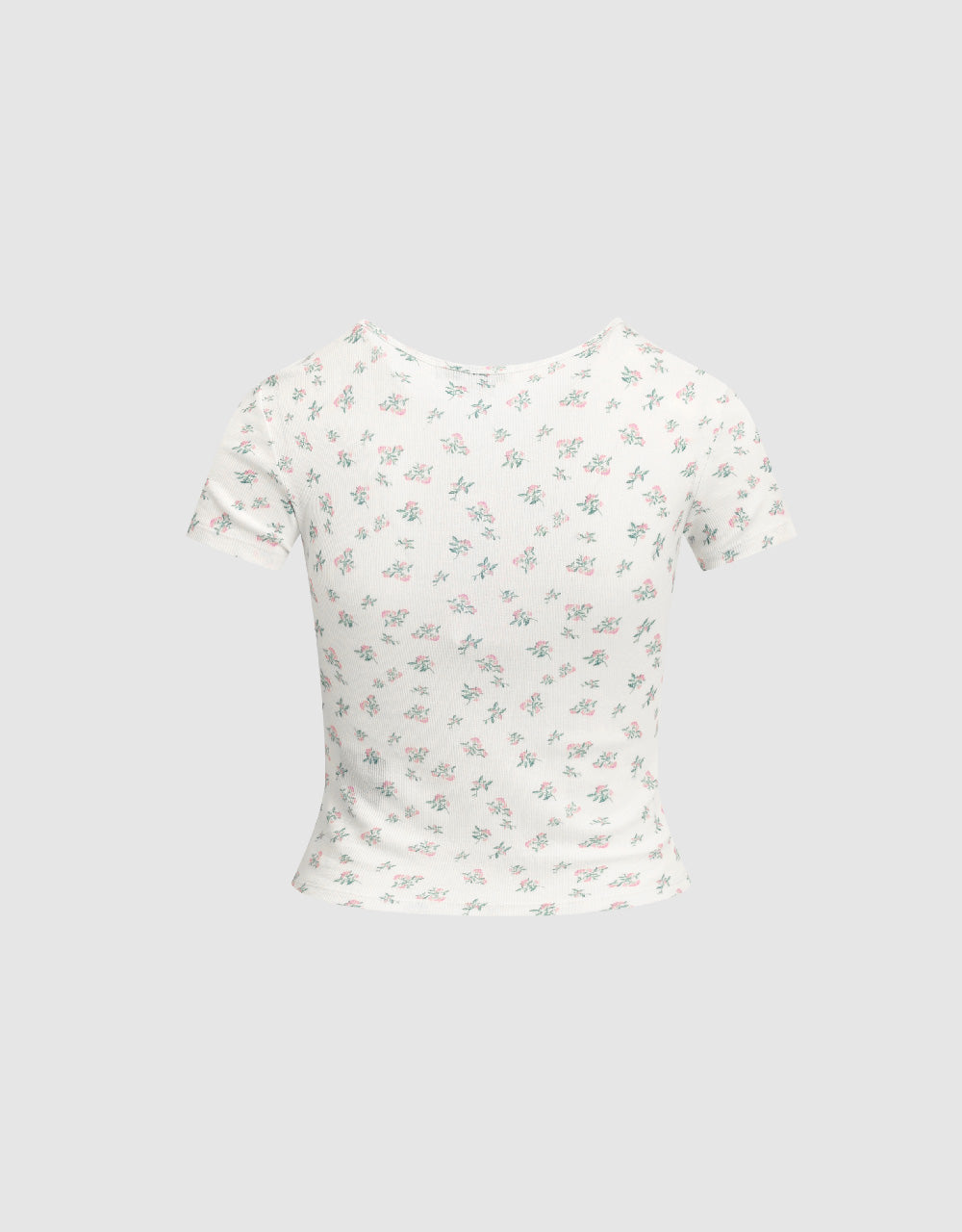 Printed U Neck Skinny T-Shirt