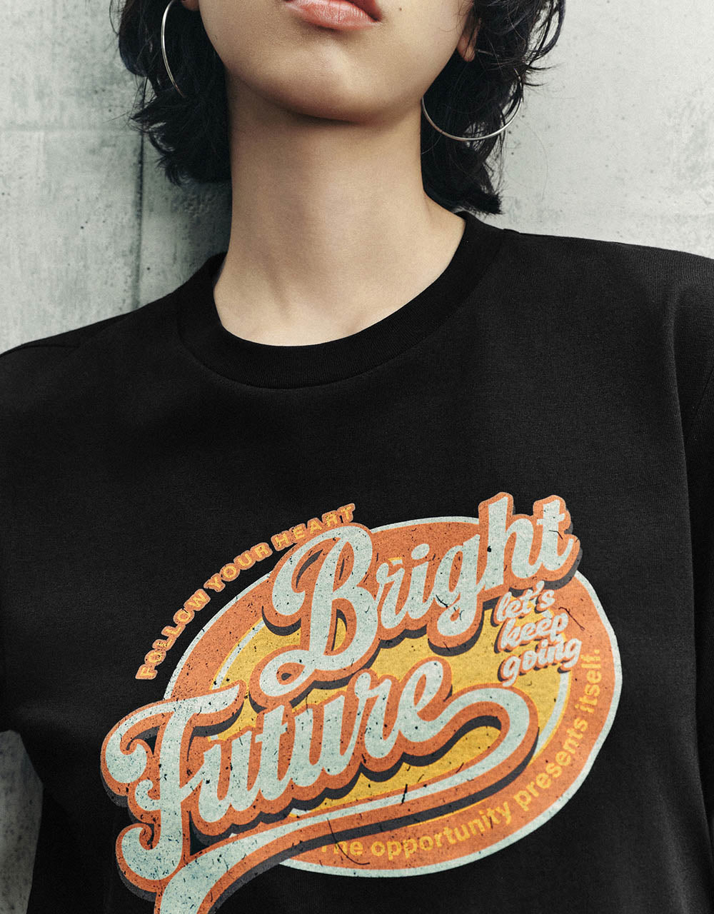 Printed Crew Neck Straight T-Shirt