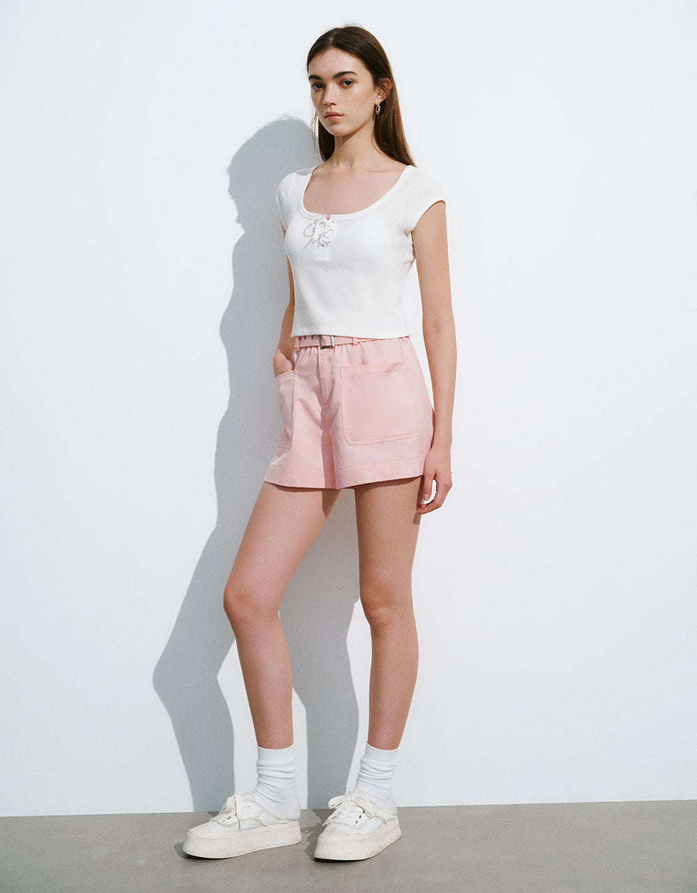 Lace Up Crew Neck Knitted Tank Top