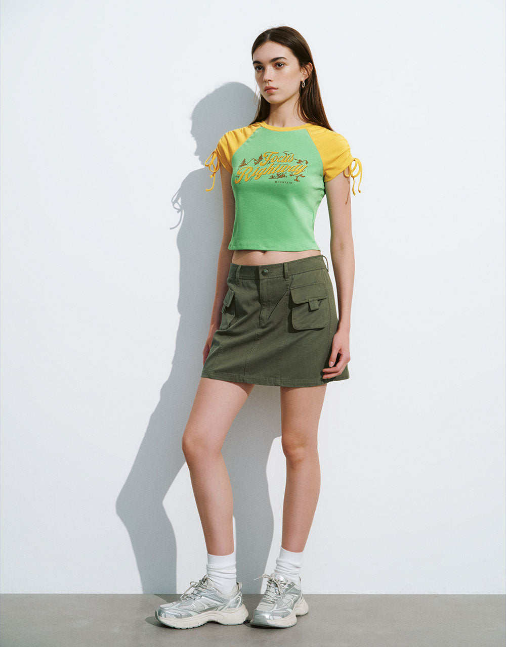 Letter Printed Crew Neck Skinny T-Shirt