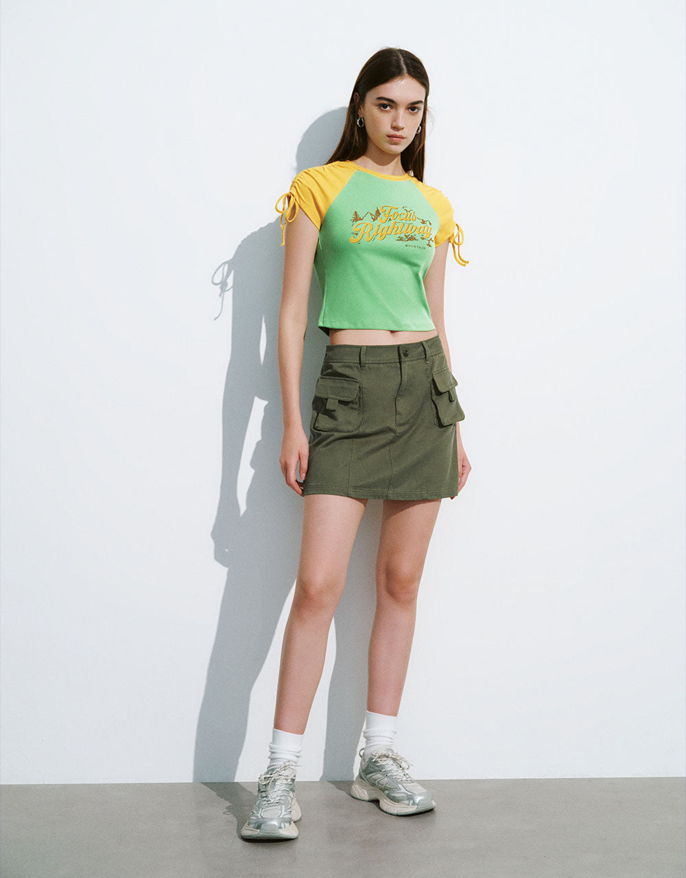 Letter Printed Crew Neck Skinny T-Shirt