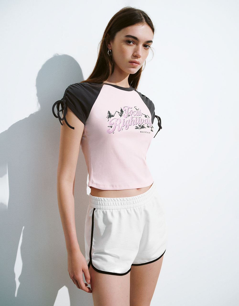 Letter Printed Crew Neck Skinny T-Shirt