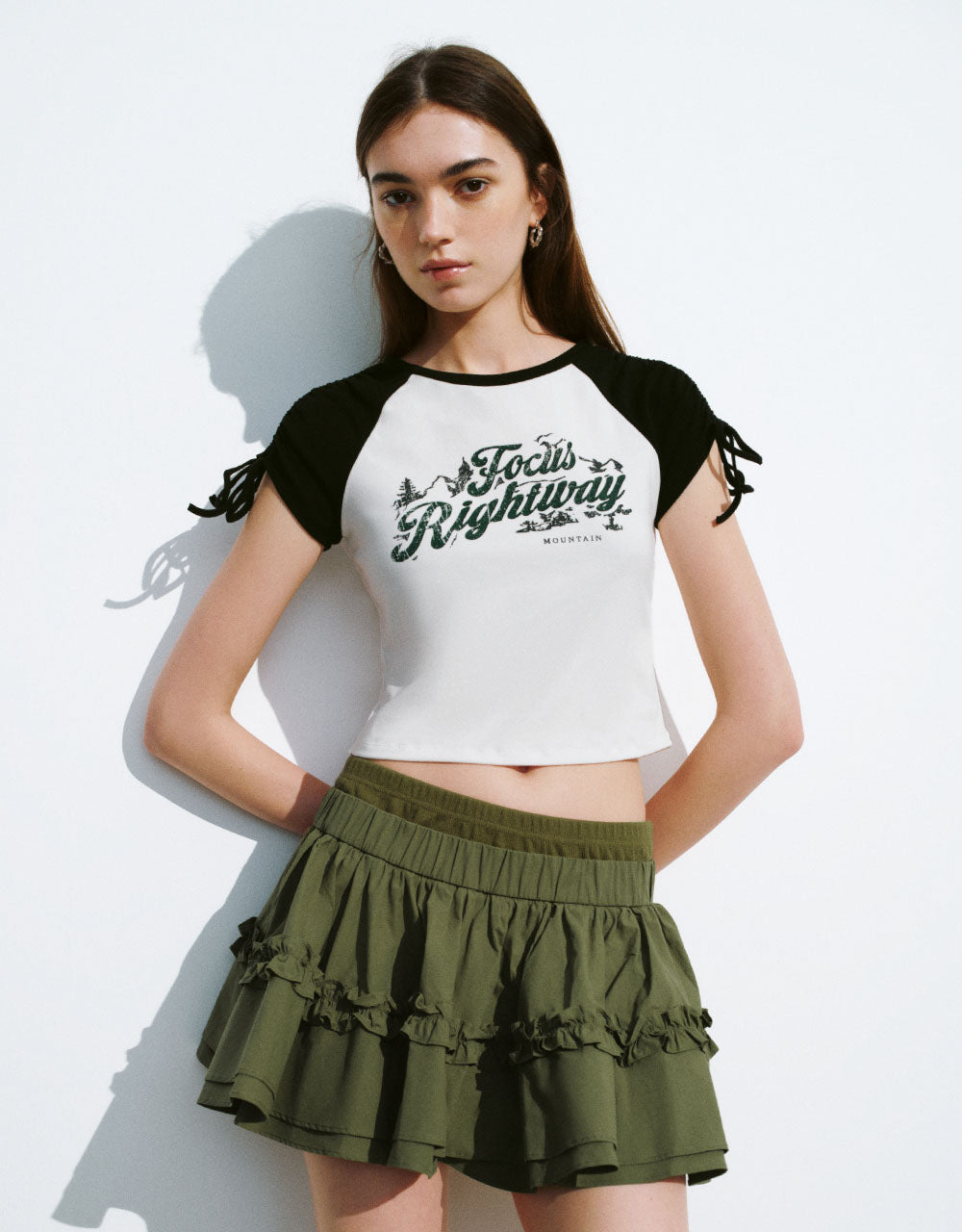 Letter Printed Crew Neck Skinny T-Shirt