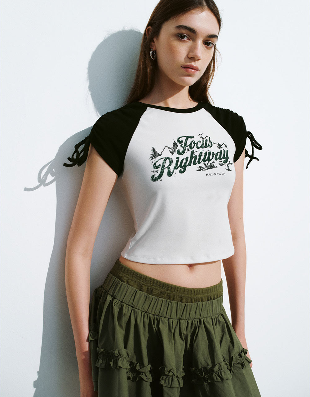 Letter Printed Crew Neck Skinny T-Shirt