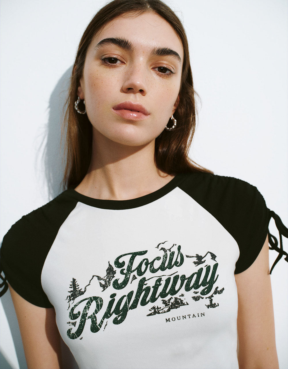 Letter Printed Crew Neck Skinny T-Shirt