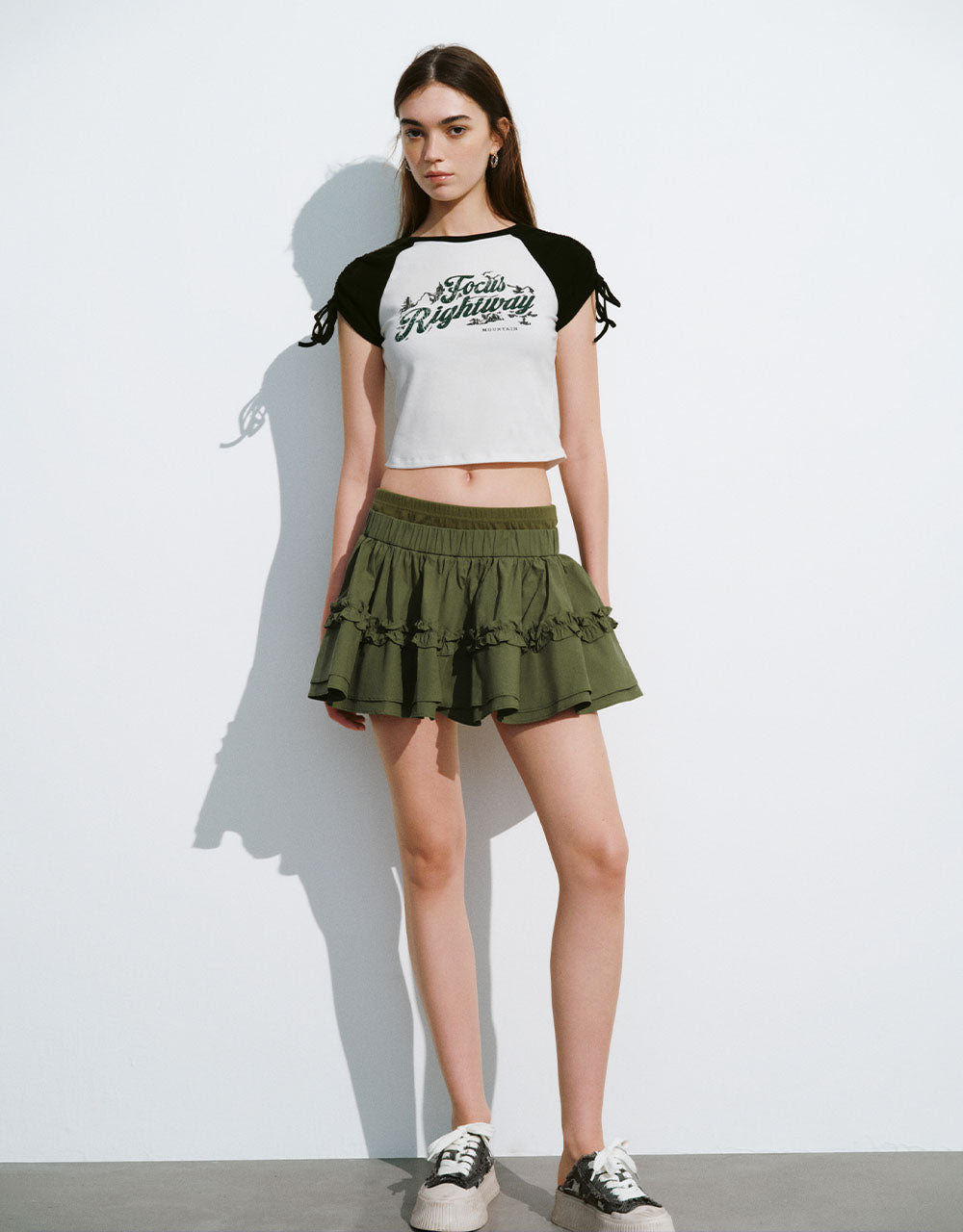 Letter Printed Crew Neck Skinny T-Shirt