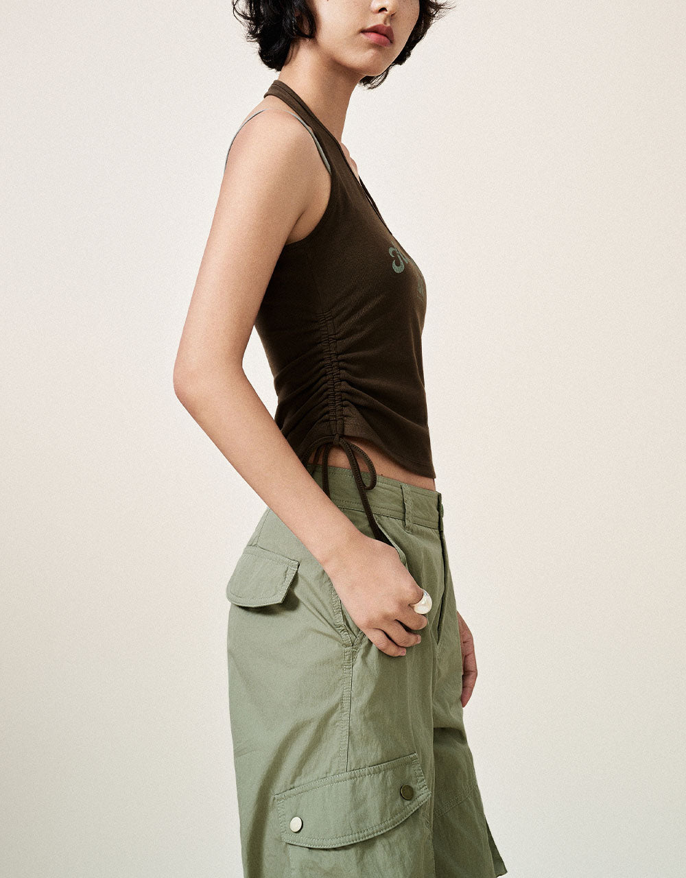 Letter Printed Halter Neck Tank Top