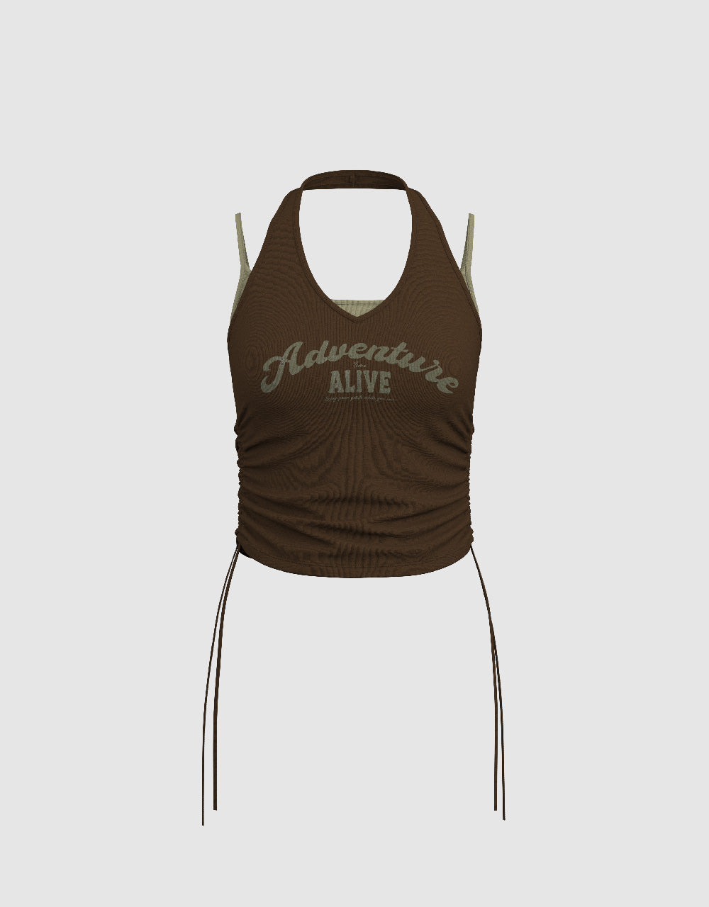 Letter Printed Halter Neck Tank Top