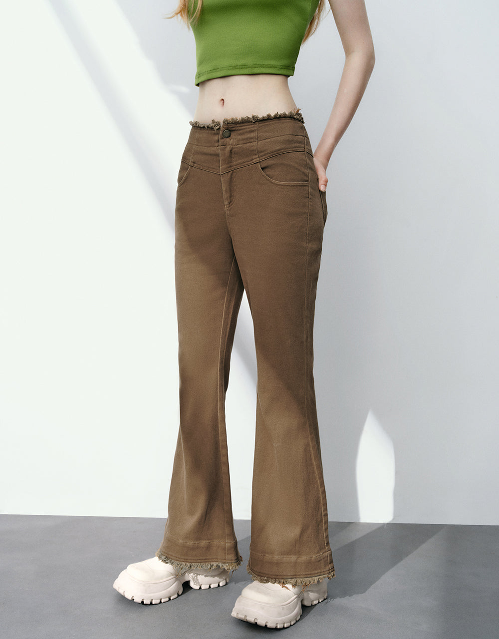 Raw Hem Flare Pants