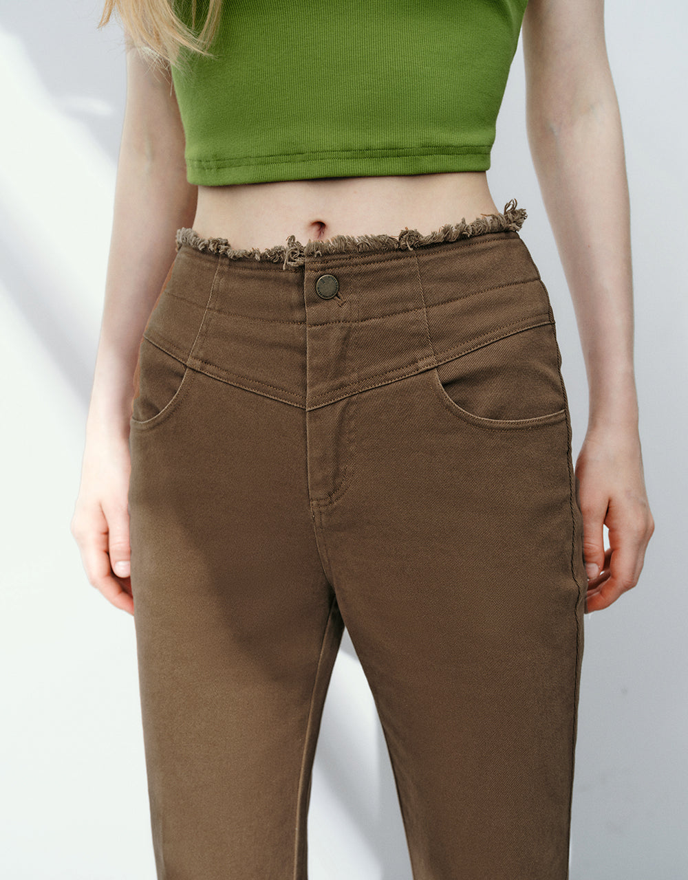 Raw Hem Flare Pants