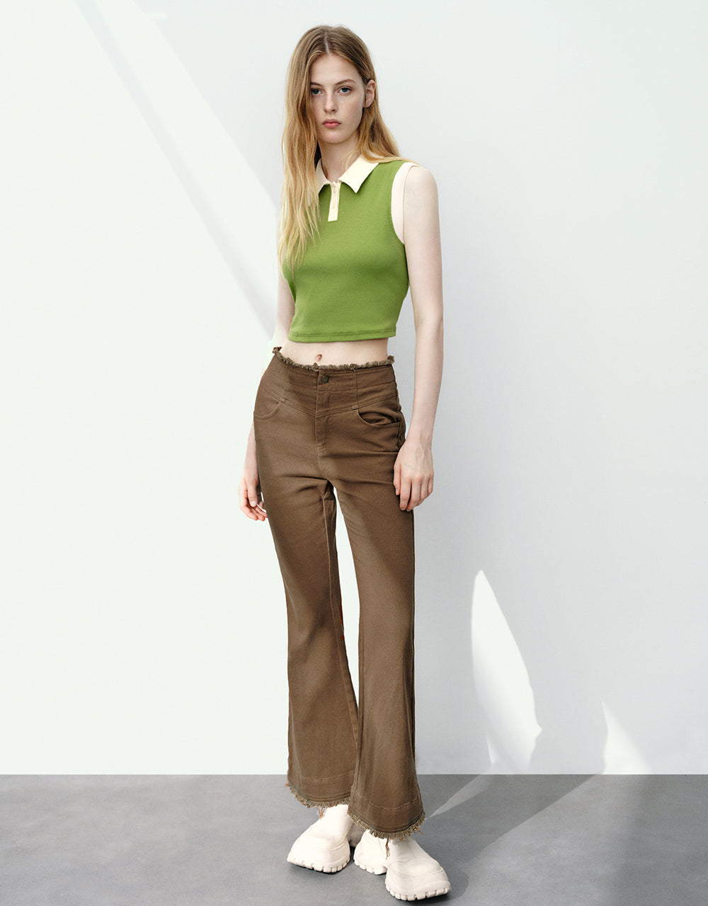 Raw Hem Flare Pants