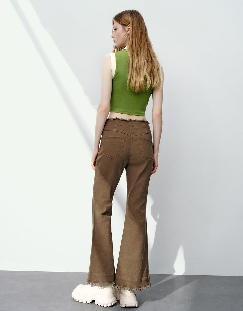 Raw Hem Flare Pants