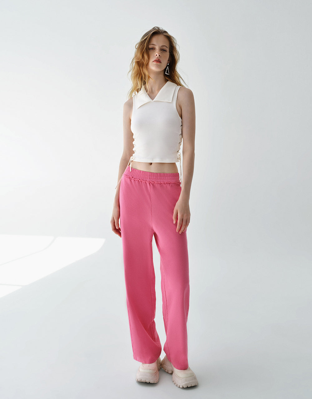 Elastic Waist Knitted Straight Pants